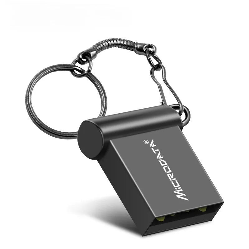 Car-shaped metal USB flash drive on a necklace chain, shown in black colour