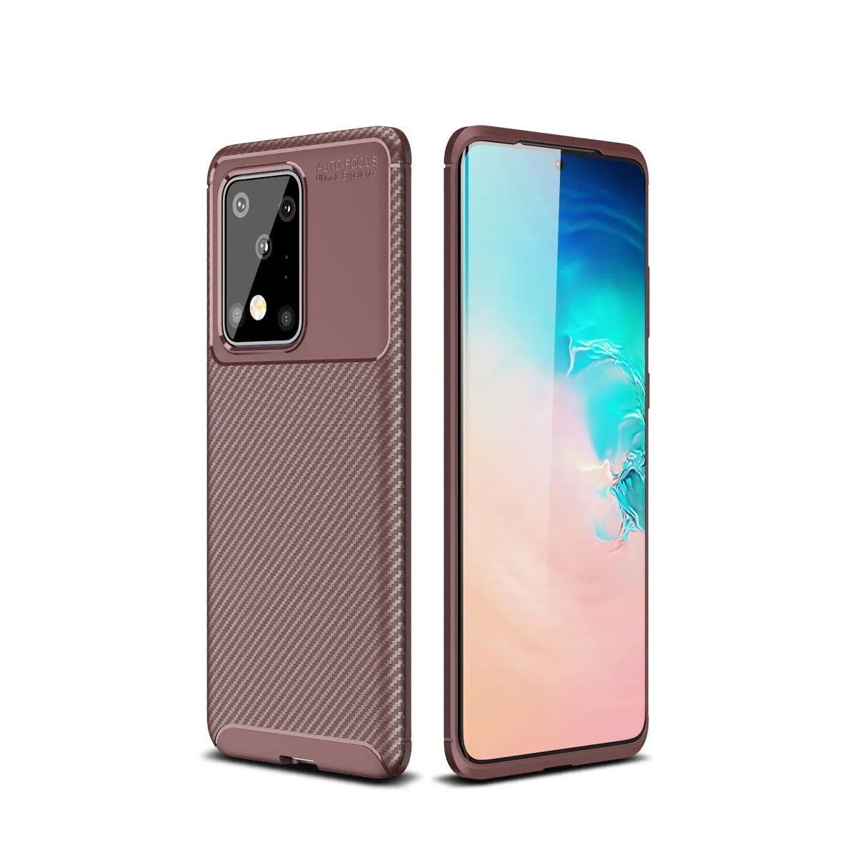 Solid colour TPU back cover case for Samsung Galaxy phones on a table.