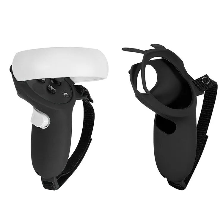 Black silicone VR headset accessory set with eye mask and handle covers