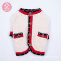 Blue wool dog cardigan sweater with princess-style collar on a mannequin