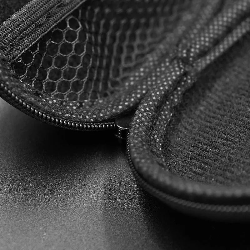 Black leather oval-shaped earphone storage bag for EDX PRO and compatible models.