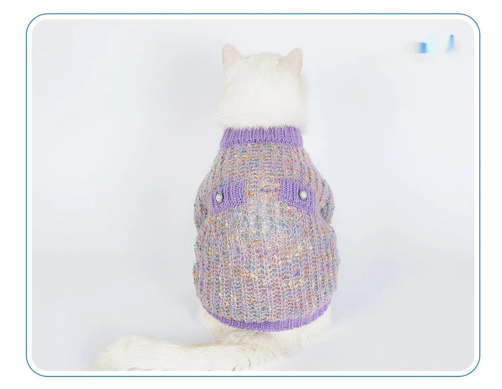 Purple polyester dog cardigan sweater for XL and XXL pets