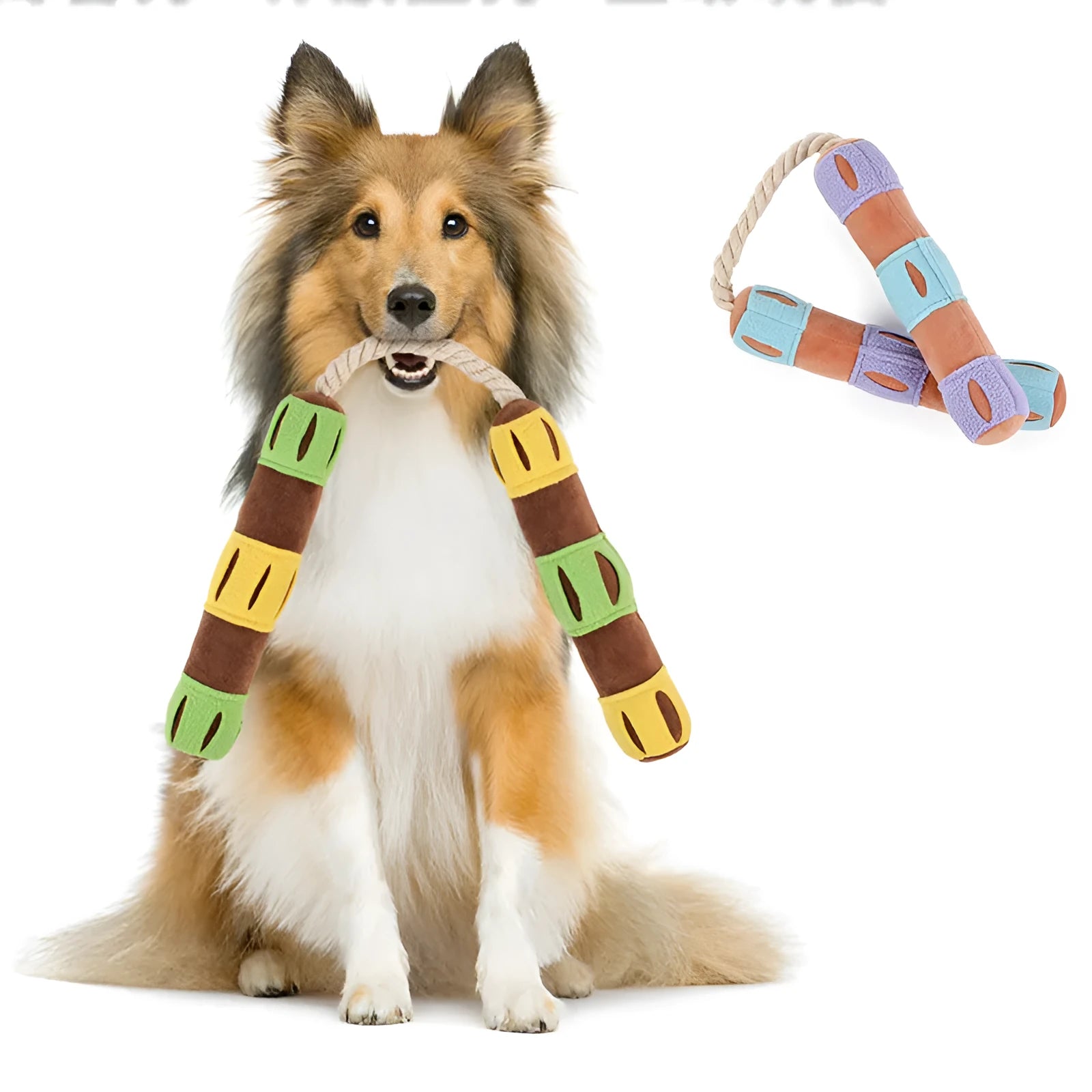 Purple and yellow washable dog snuffle mat for slow feeding and interactive puzzle play