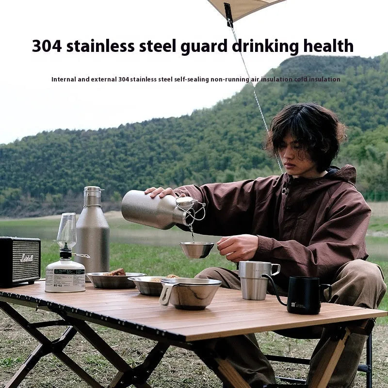 Stainless steel thermal pot with large capacity and portable handle
