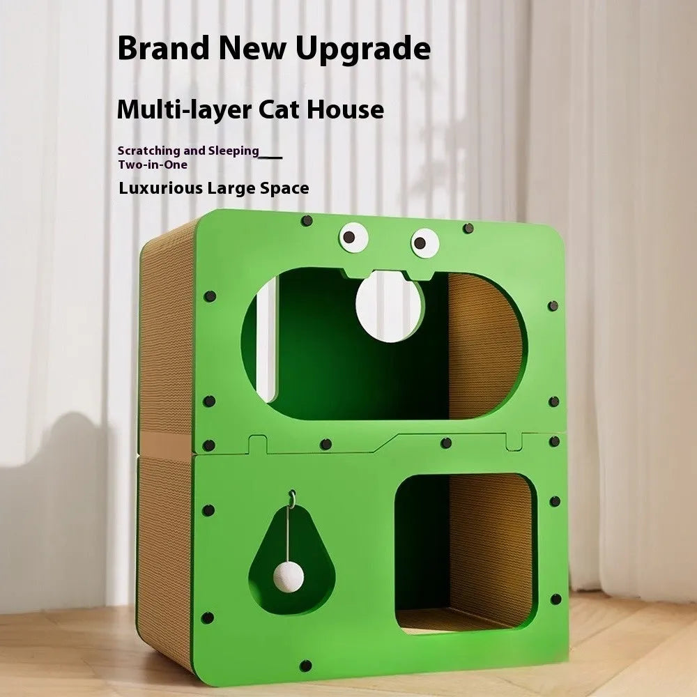 Double layer cat scratching board and nest in a choice of cute styles including owl and cat head designs.