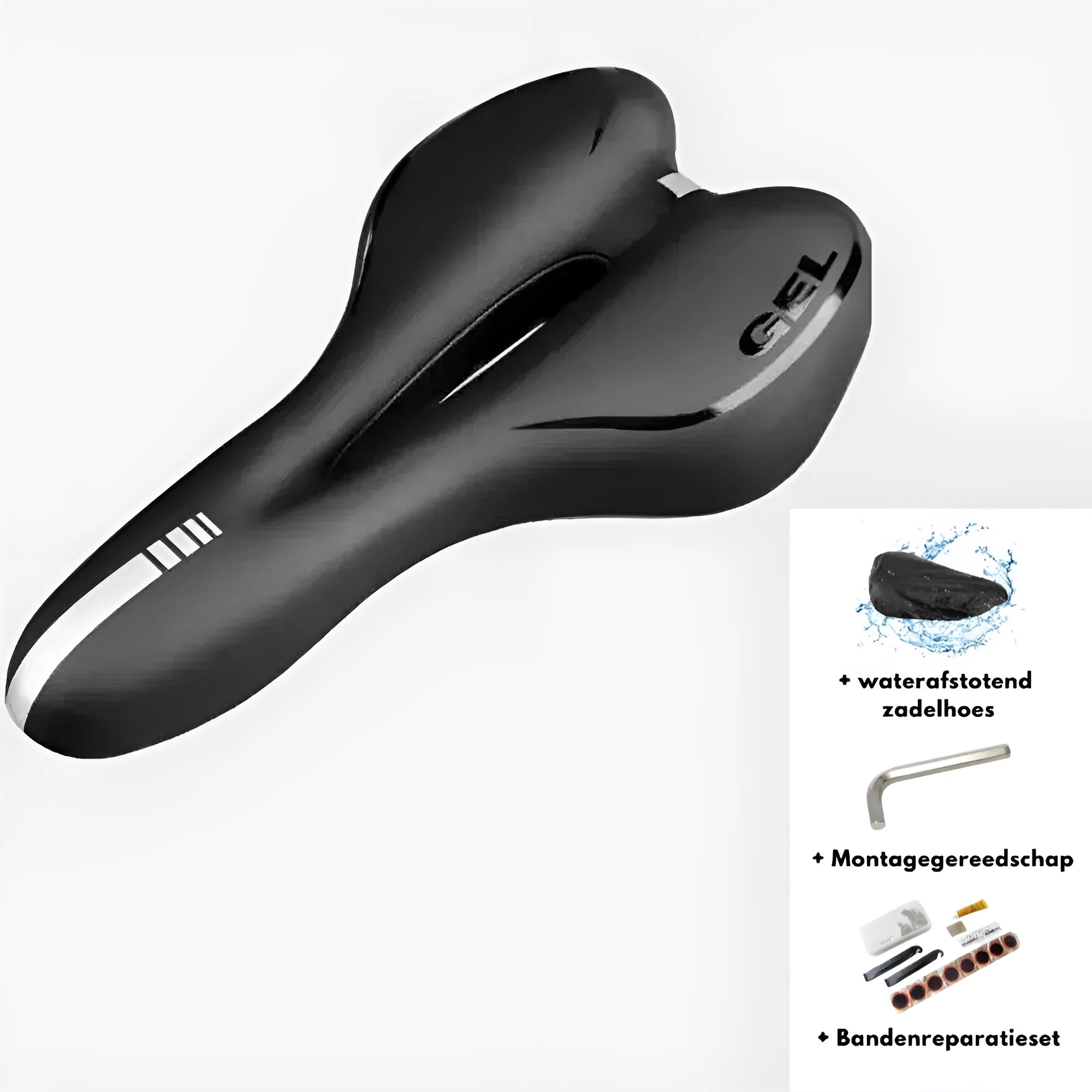 Thickened soft silicone bicycle saddle cushion with PU leather cover and included waterproof cover and tools