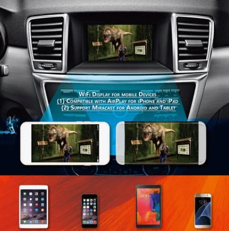 Black car mirror link box with Wi-Fi A/V converter for smartphone screen mirroring to car players