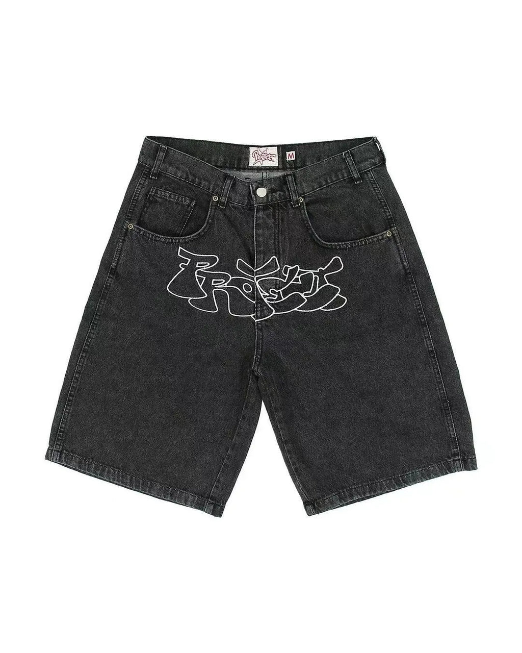 Men's straight cut denim shorts in D36 colour with hip hop style and micro elasticity fabric
