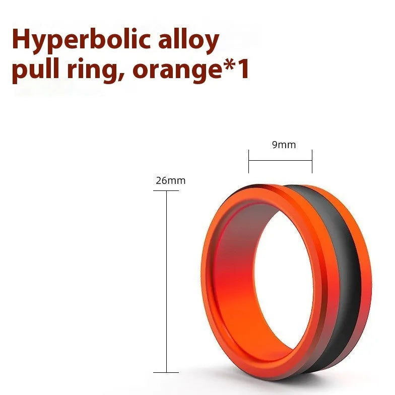 Orange and silver alloy fishing hand guard tool with non-slip surface and pull loop