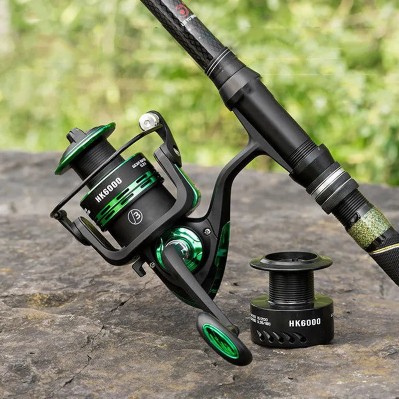 Hunting King Metal Reel spinning fishing reel with metal folding handle and double wire cups
