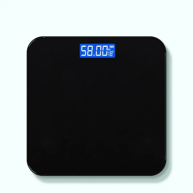 Electronic bathroom scale with USB rechargeable battery in cross black, rose red, and white colour options