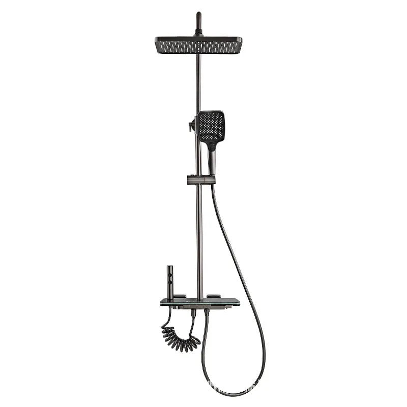 Aluminium digital display shower set with temperature control in white or grey finish