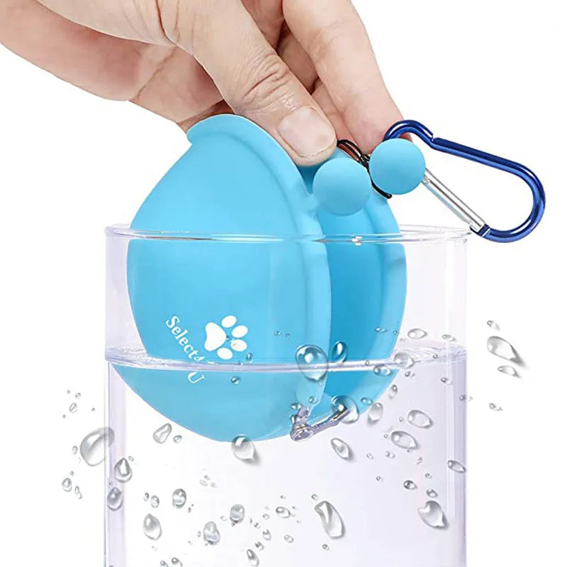 Silicone dog training treat waist pouch in assorted colours showing hook-and-loop closure
