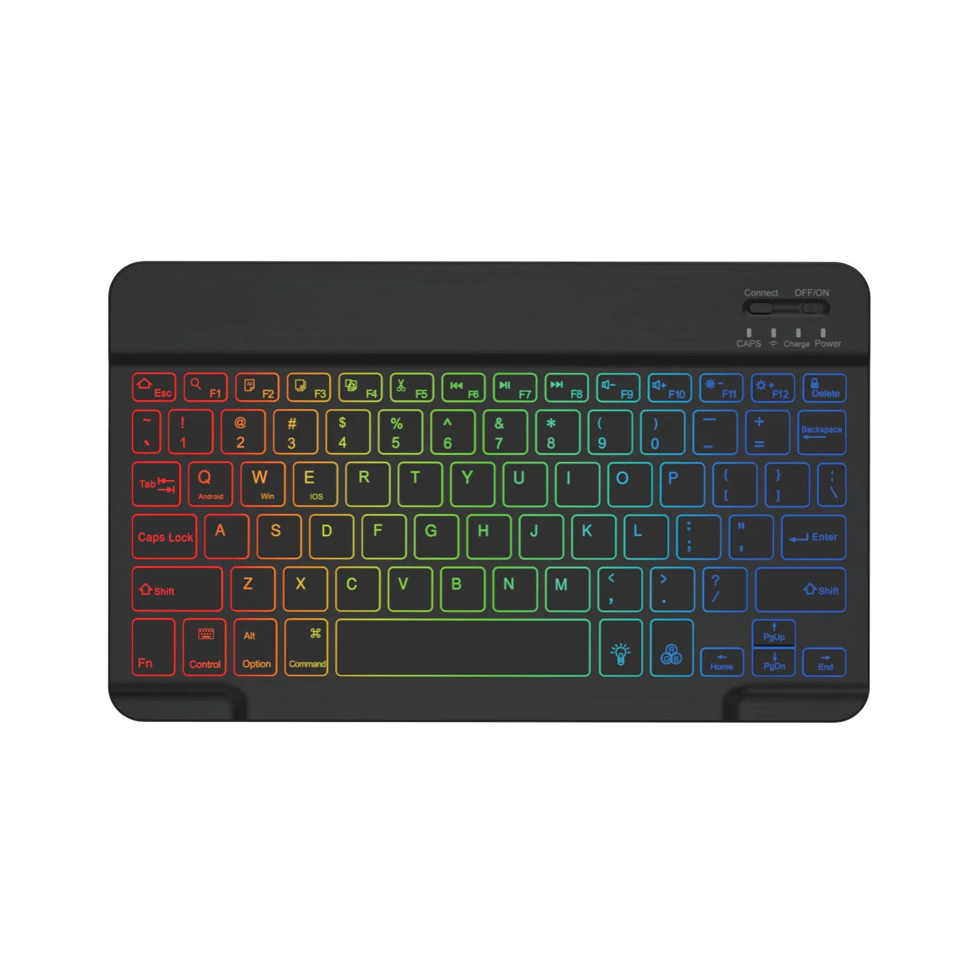 10-inch backlit Bluetooth keyboard with colourful light options for mobile phone and tablet connection
