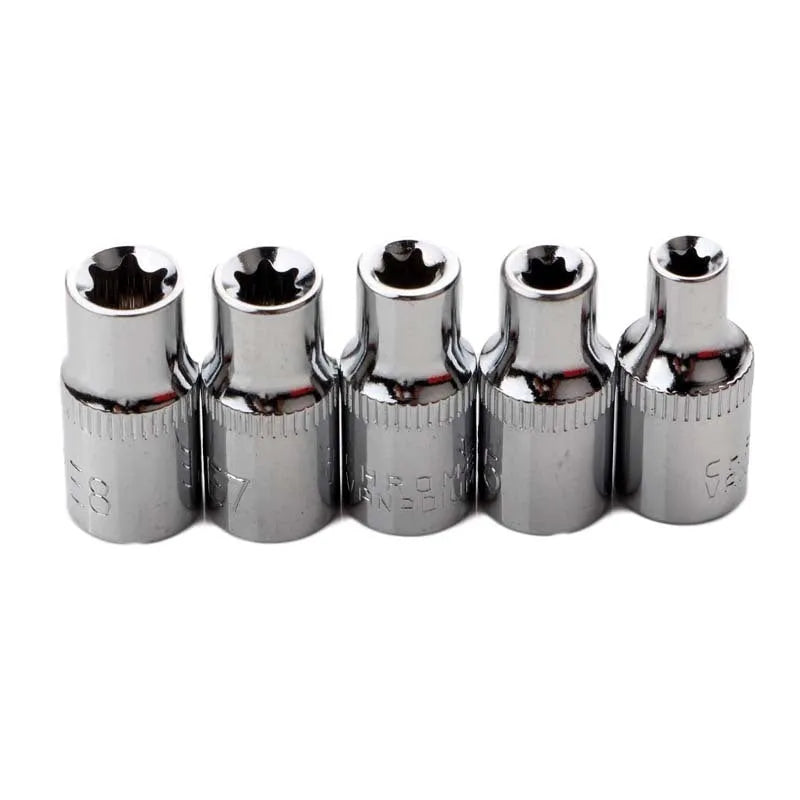 14-piece E-type socket combination tool set in red storage case with chrome vanadium steel construction