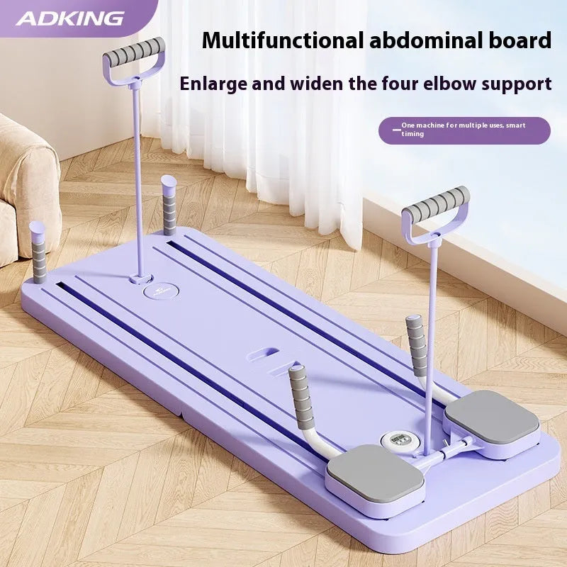 Purple household fitness board with automatic rebound abdominal wheel for multi-functional exercises
