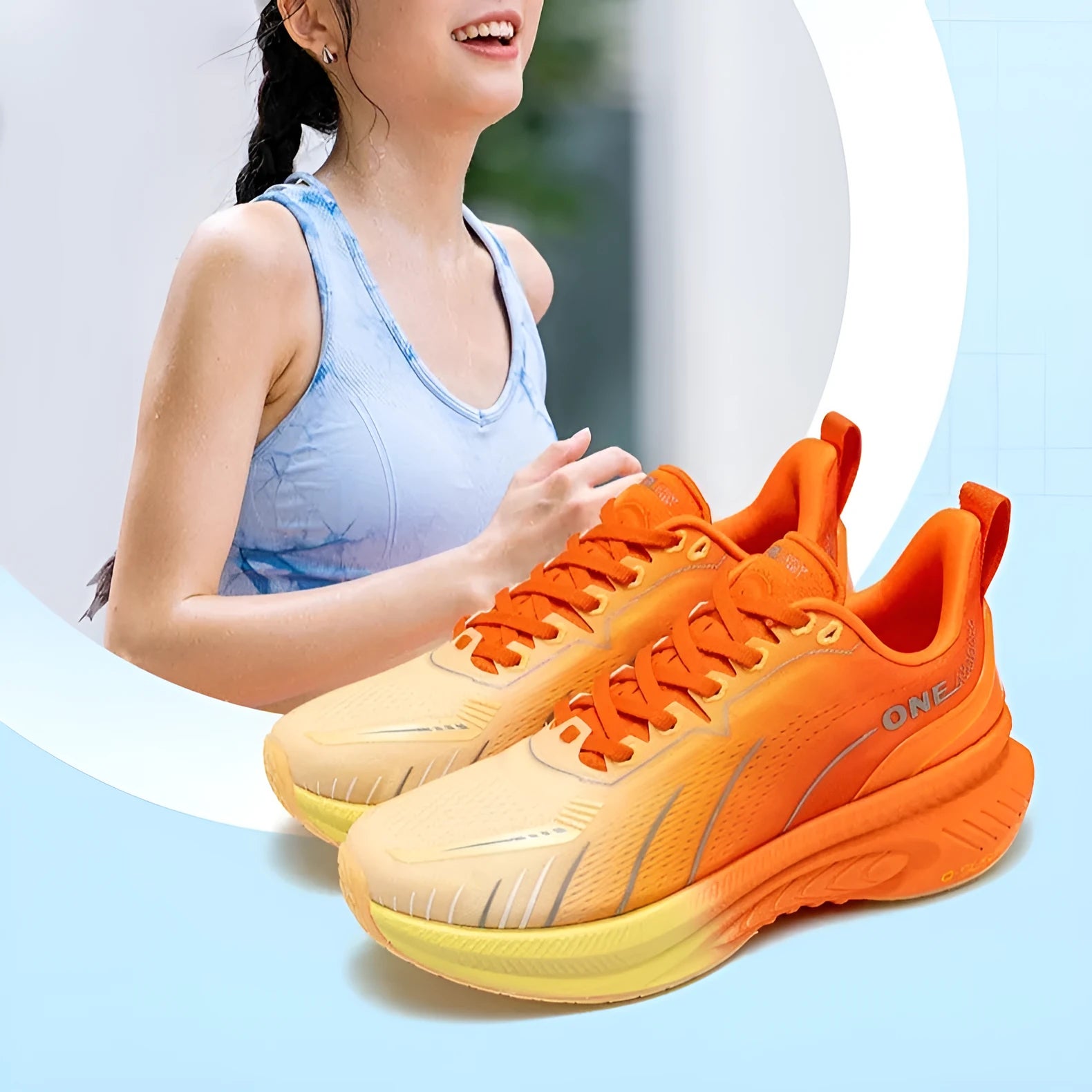 Low-top running sneakers with a breathable mesh upper and rubber sole, shown in a colour option like red or black.