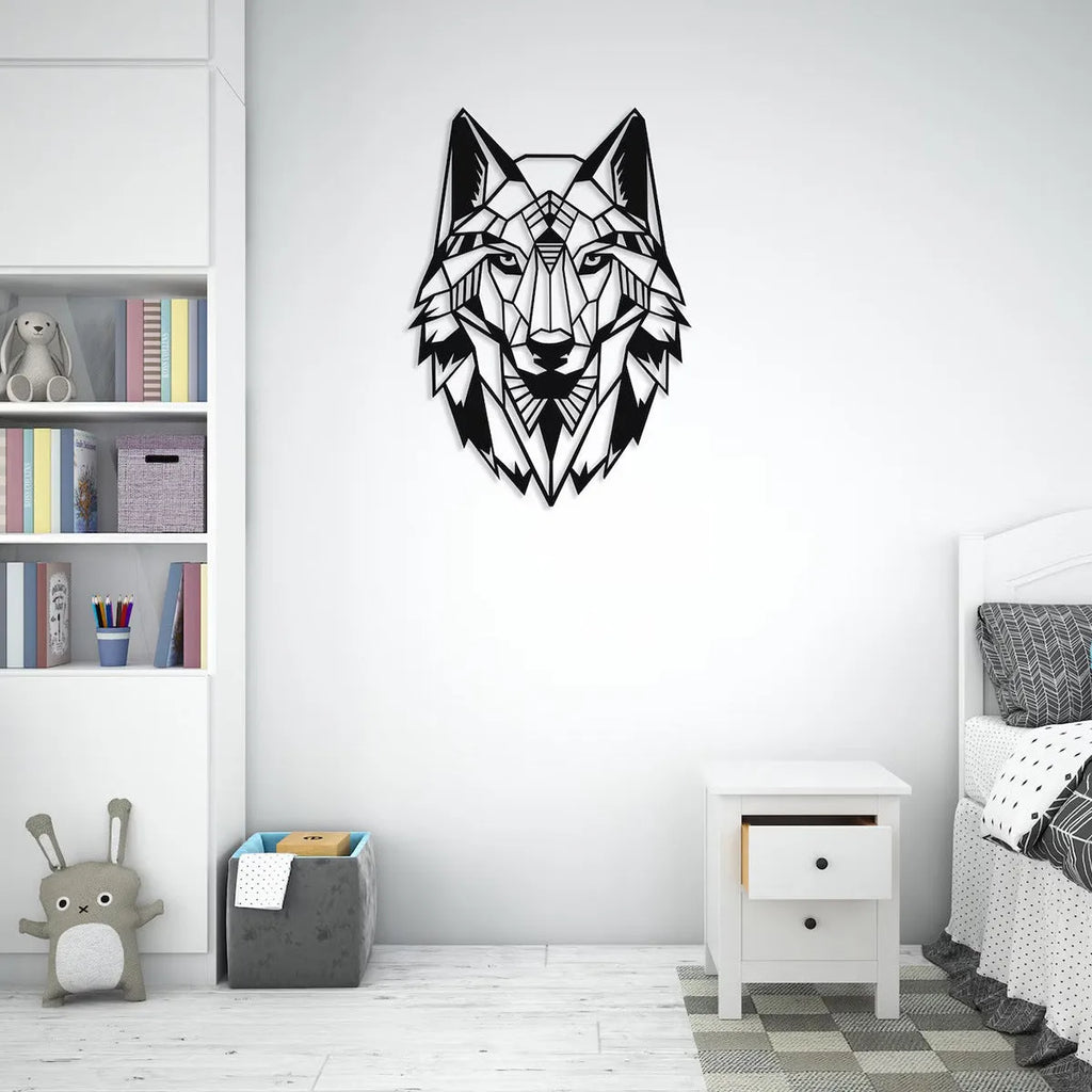 Geometric iron wall decoration deer head in black modern minimalist design