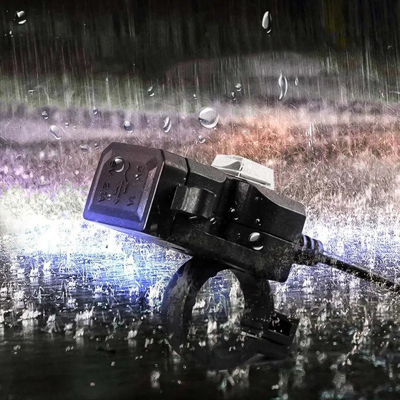 Dual USB port 12V waterproof motorcycle handlebar charger with ABD material housing