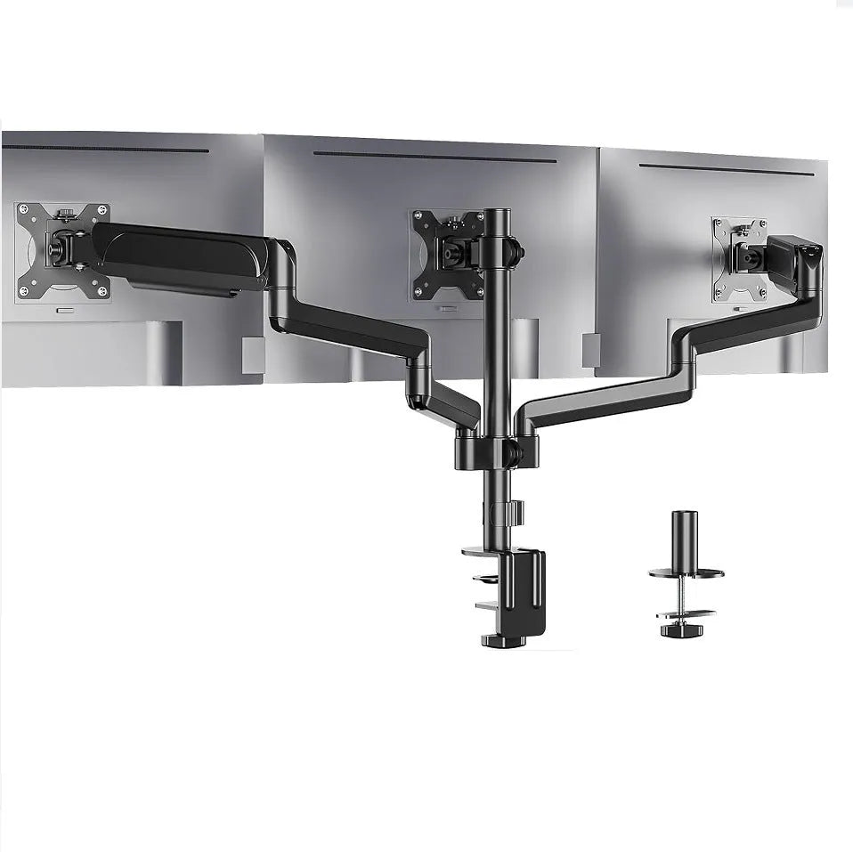 Black aluminium gas spring monitor arm for 13-27 inch computer screens