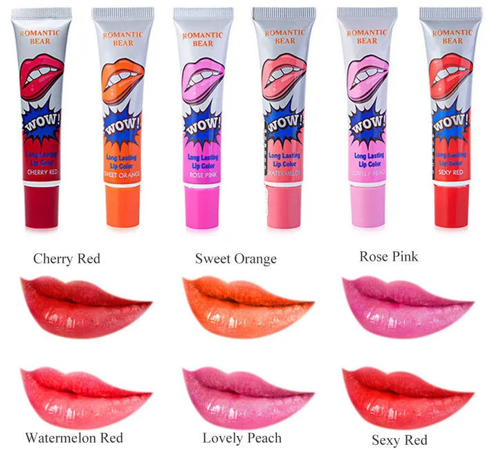 6 colour tear off liquid lipstick waterproof long lasting lip gloss mask moisture mineral peel off