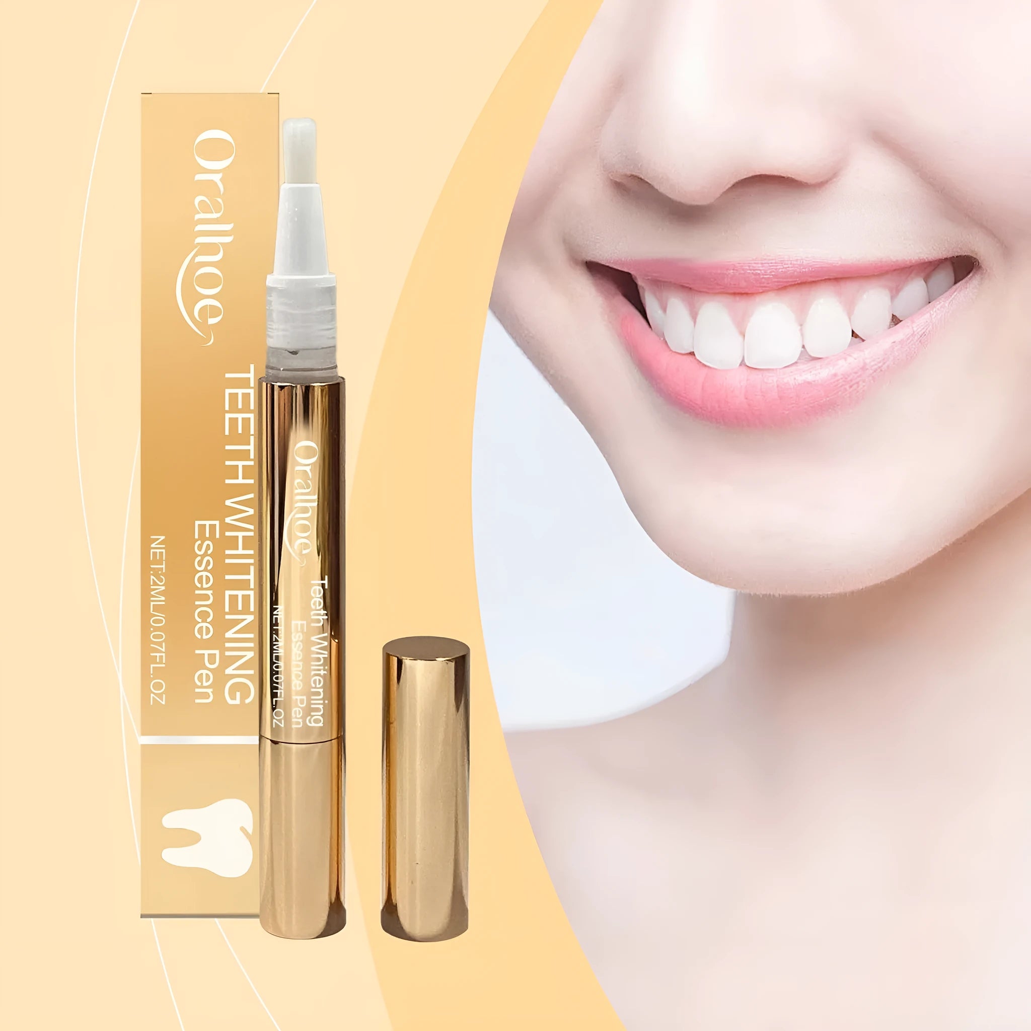 Portable oral care pen with 2ml teeth brightening formula and integrated applicator