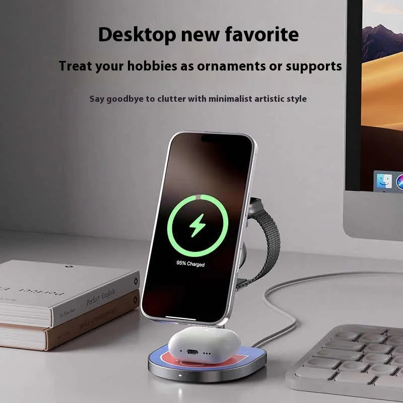 Three-in-one magnetic wireless charger aluminium alloy X85 in three colour options