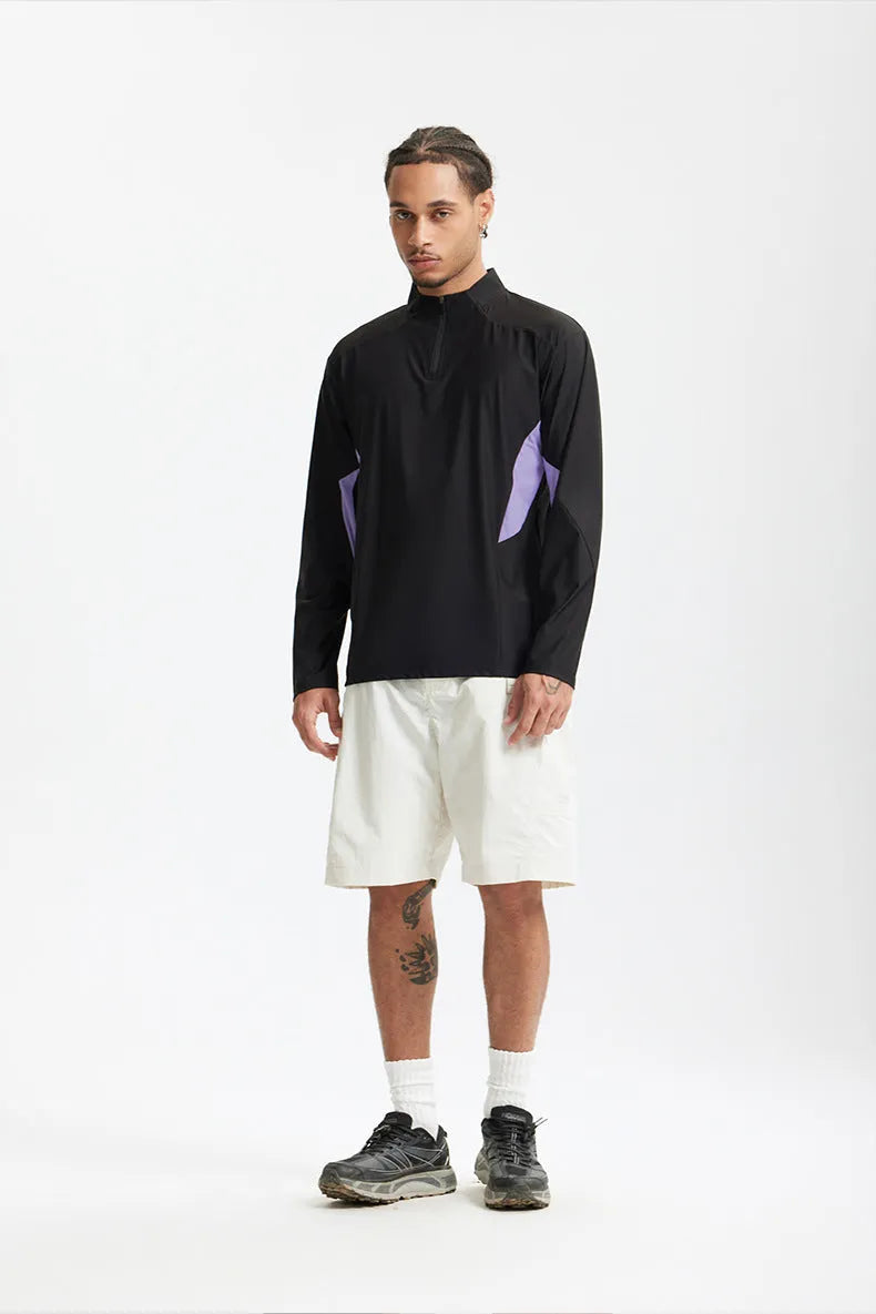 Men's lightweight polyester casual top with stitching detail in solid colour