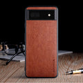 Google Pixel 6A phone case in PU leather with glass back protection in business classic style