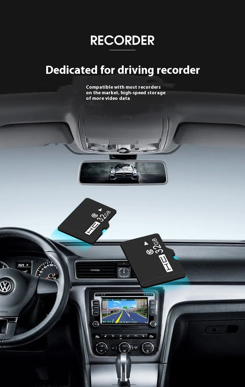 MicroSD memory card with SD adapter for recorder and monitoring device storage expansion