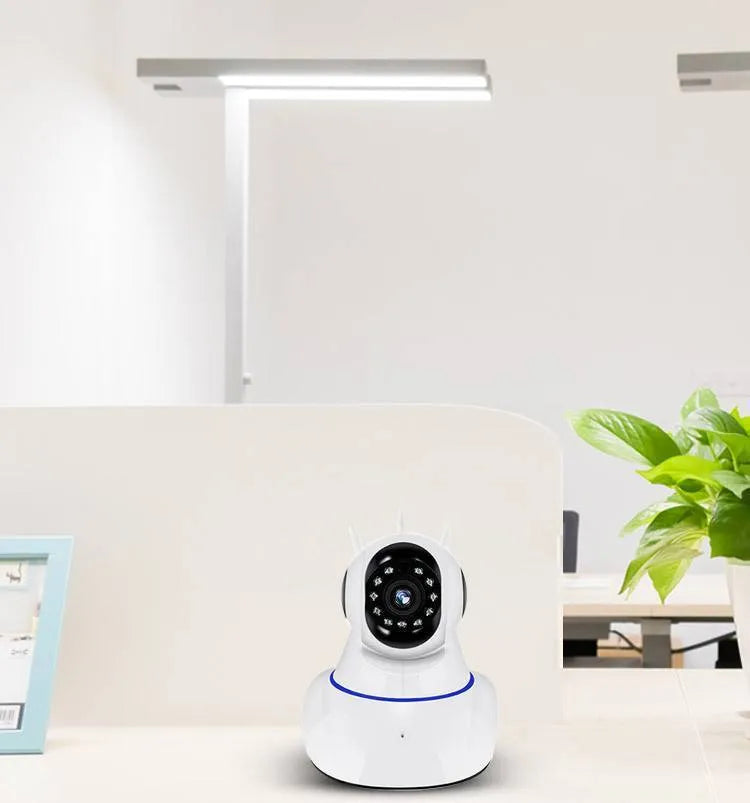White dome-style wireless security camera with a 3.6mm lens for HD 720p indoor outdoor monitoring.