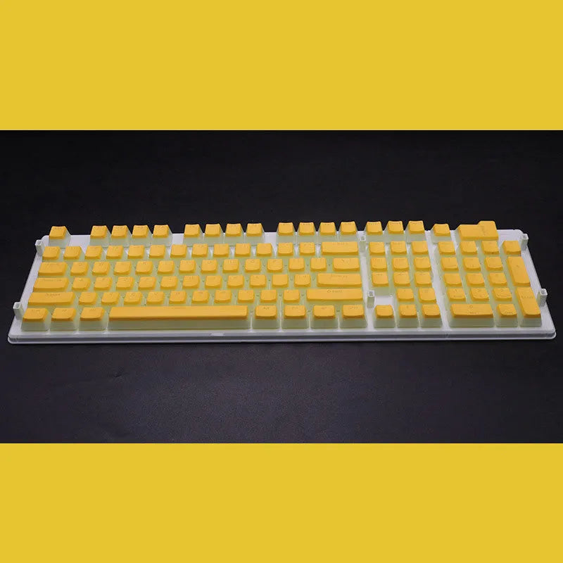 Set of 108 translucent PBT keycaps for mechanical keyboards in various colours on a white background.