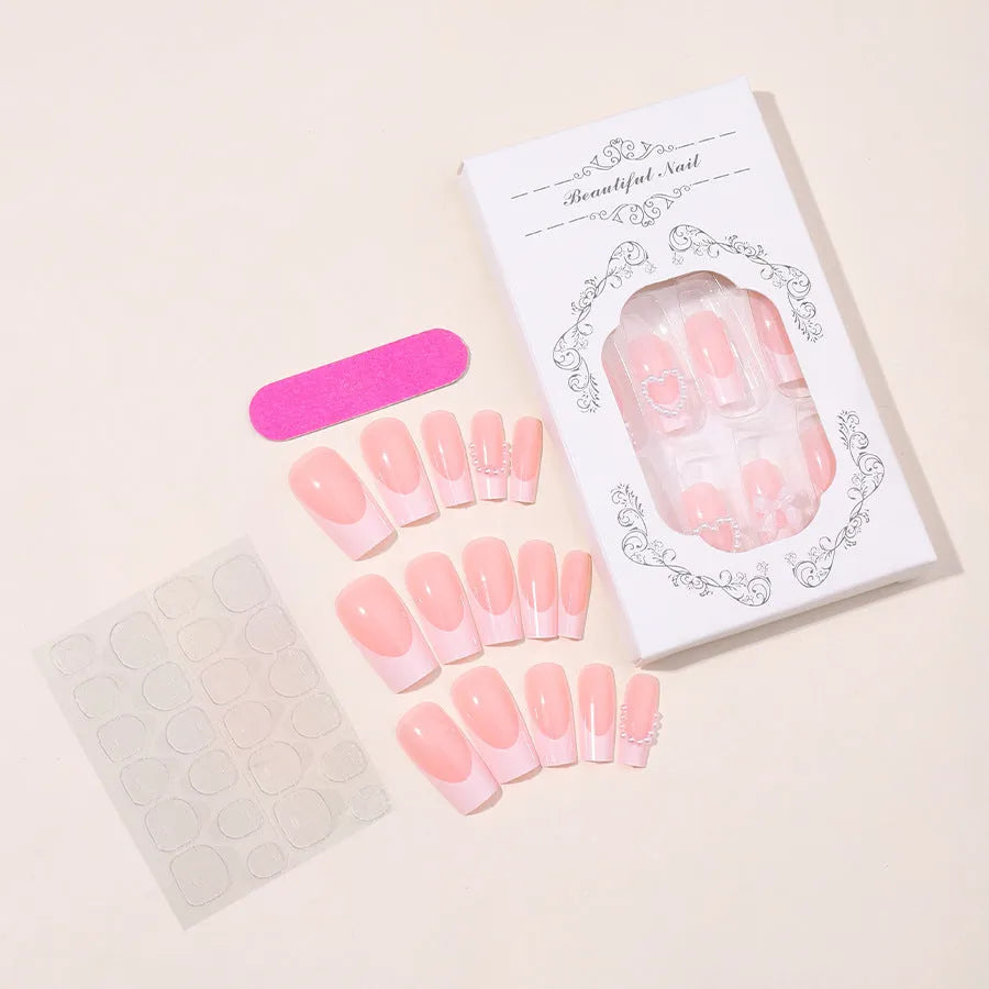 French Love Pearl fake nails removable stickers in XD93 colour with love pattern design