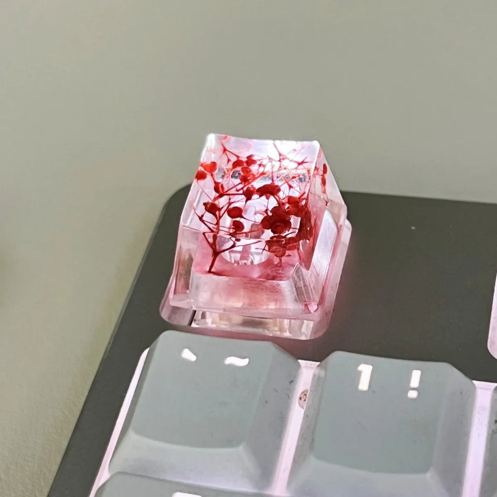 Resin starry sky design mechanical keyboard keycap in red, pink, green, violet colours for MX stems
