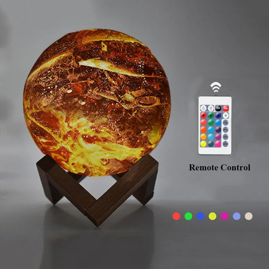 15 cm LED painted flame 3D night light with USB touch switch on a table