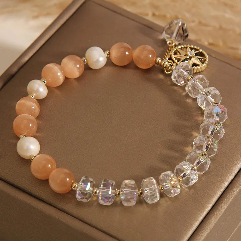 Orange eight Awn star women's bracelet with gold-plated inlay setting and opal crystal accents