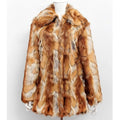 Women's tiger print faux fur slim leather jacket, long sleeve street fashion coat.