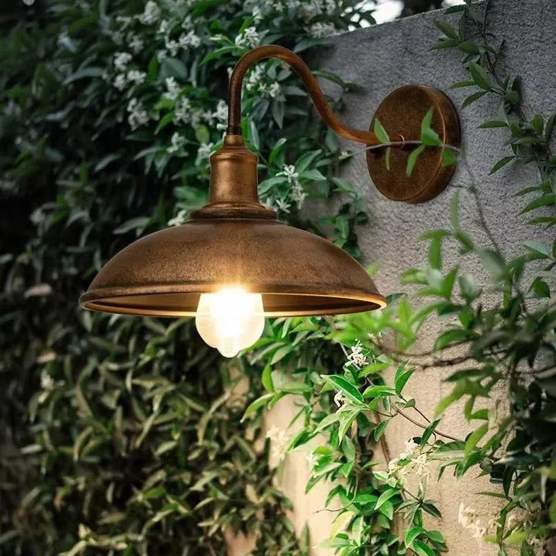 Retro style villa courtyard wall lamp in silver and copper finishes with adjustable installation angles