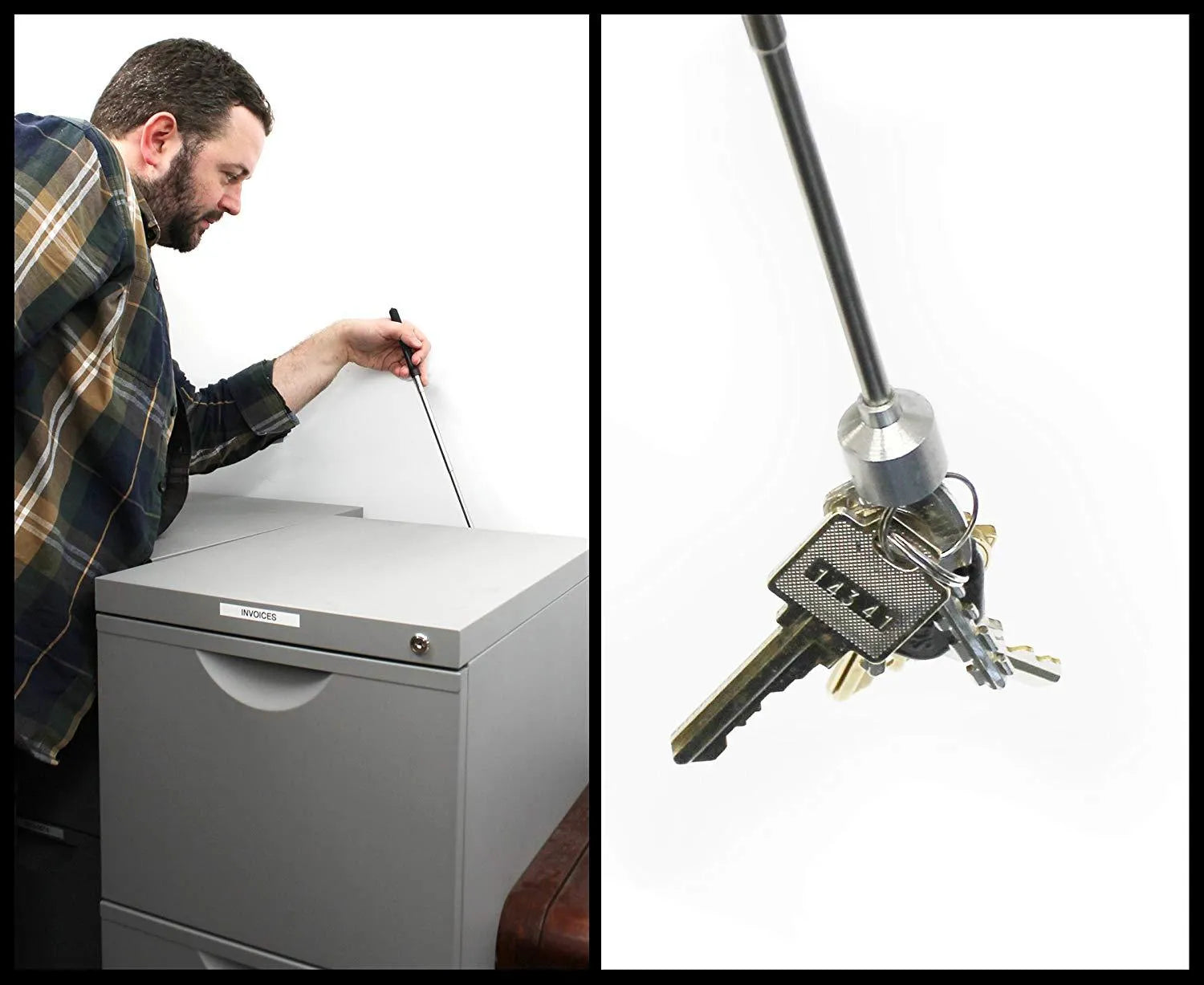 Stainless steel retractable magnetic pickup tool telescopic 14-53cm black silver for metal object retrieval
