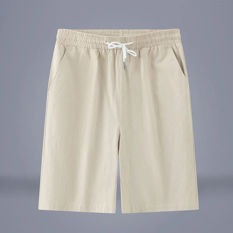 Cotton and linen cropped pants in Army Green with a drawstring waist.
