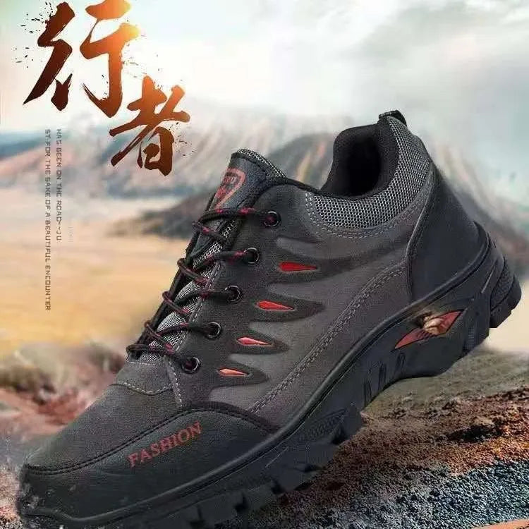 Men's suede hiking sneakers with rubber sole and mid-top design in multiple colour options