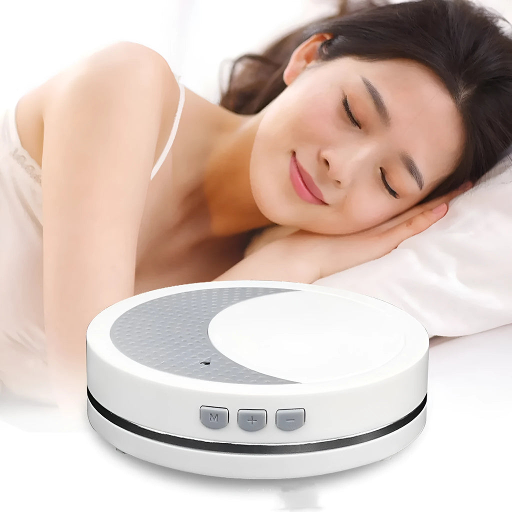 White USB-powered sleep aid device with timing and music functions for insomnia relief