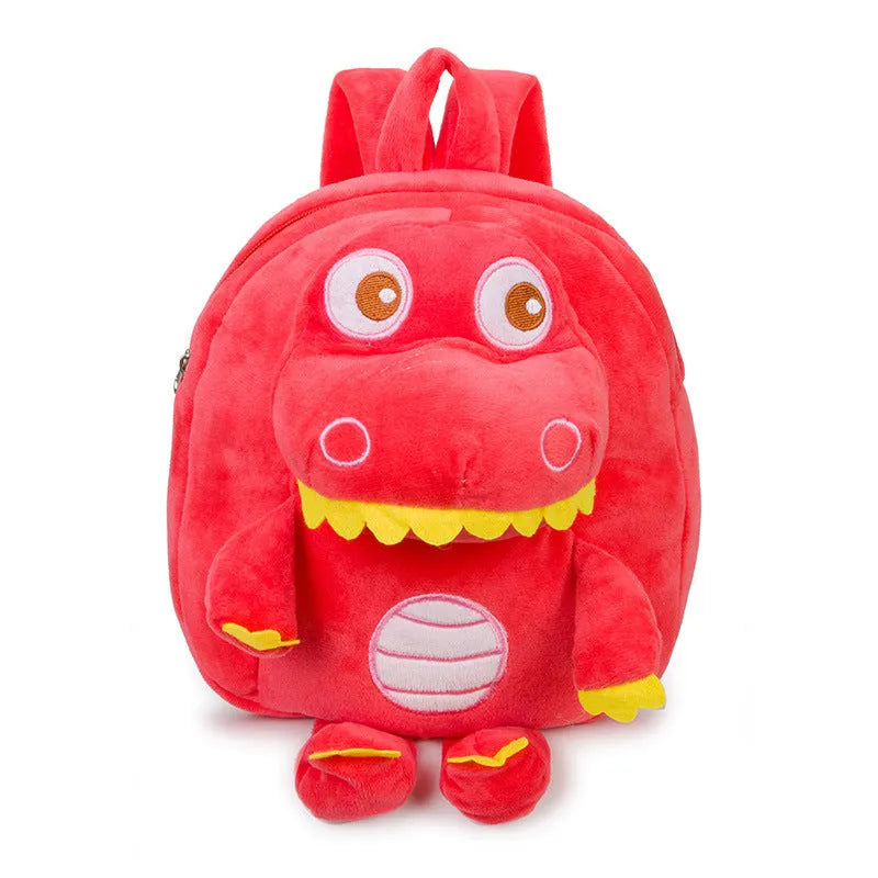 Blue dinosaur plush backpack with embroidery decoration and soft handle