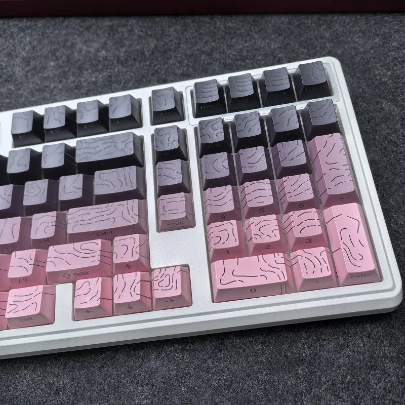 Black rose contour line two-color crack luminous key cap set for mechanical keyboards in black powder colour