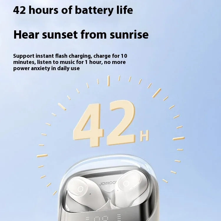 Wireless Bluetooth earbuds in charging case with dawn white and starry sky black colour options
