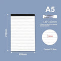 A4 tearable notebook with a paper cover, open to show ivory white gridded pages.