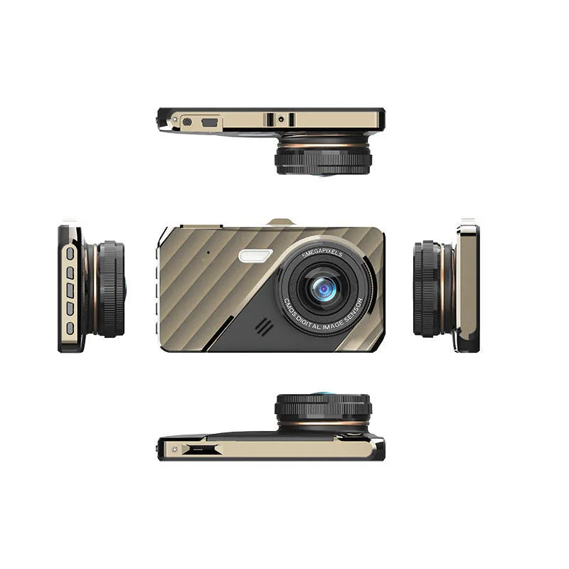 4 inch front and rear dual lens car dashcam with touch screen display