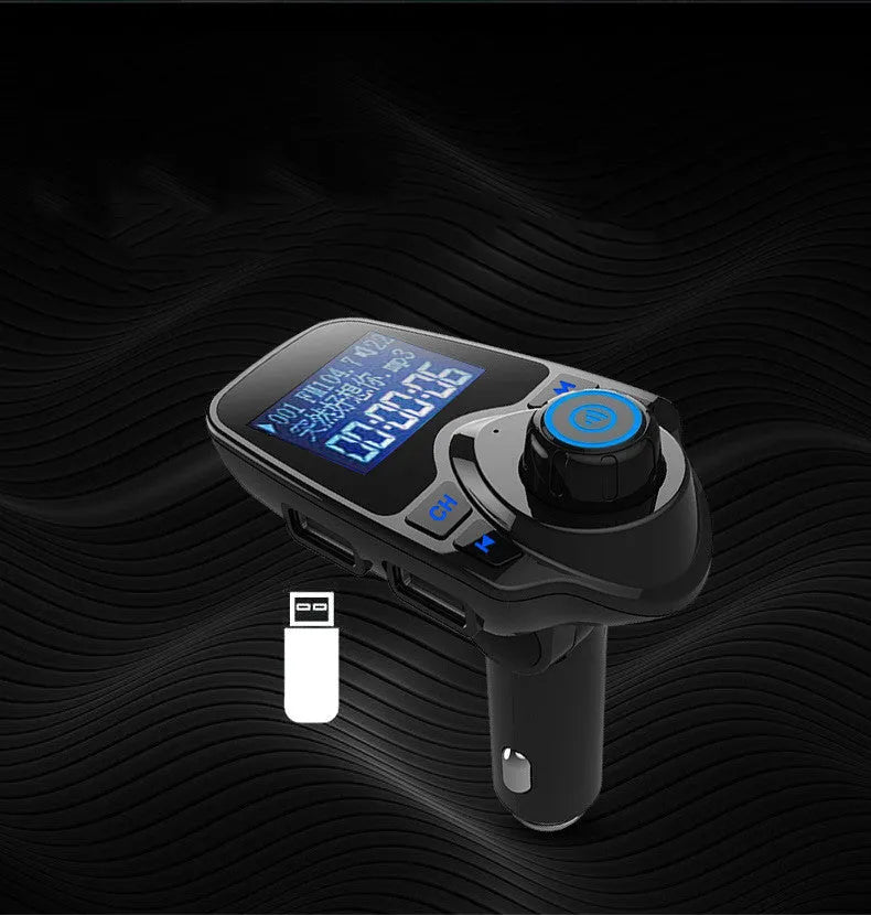 Black car Bluetooth hands-free transmitter with FM, USB and SD card functions