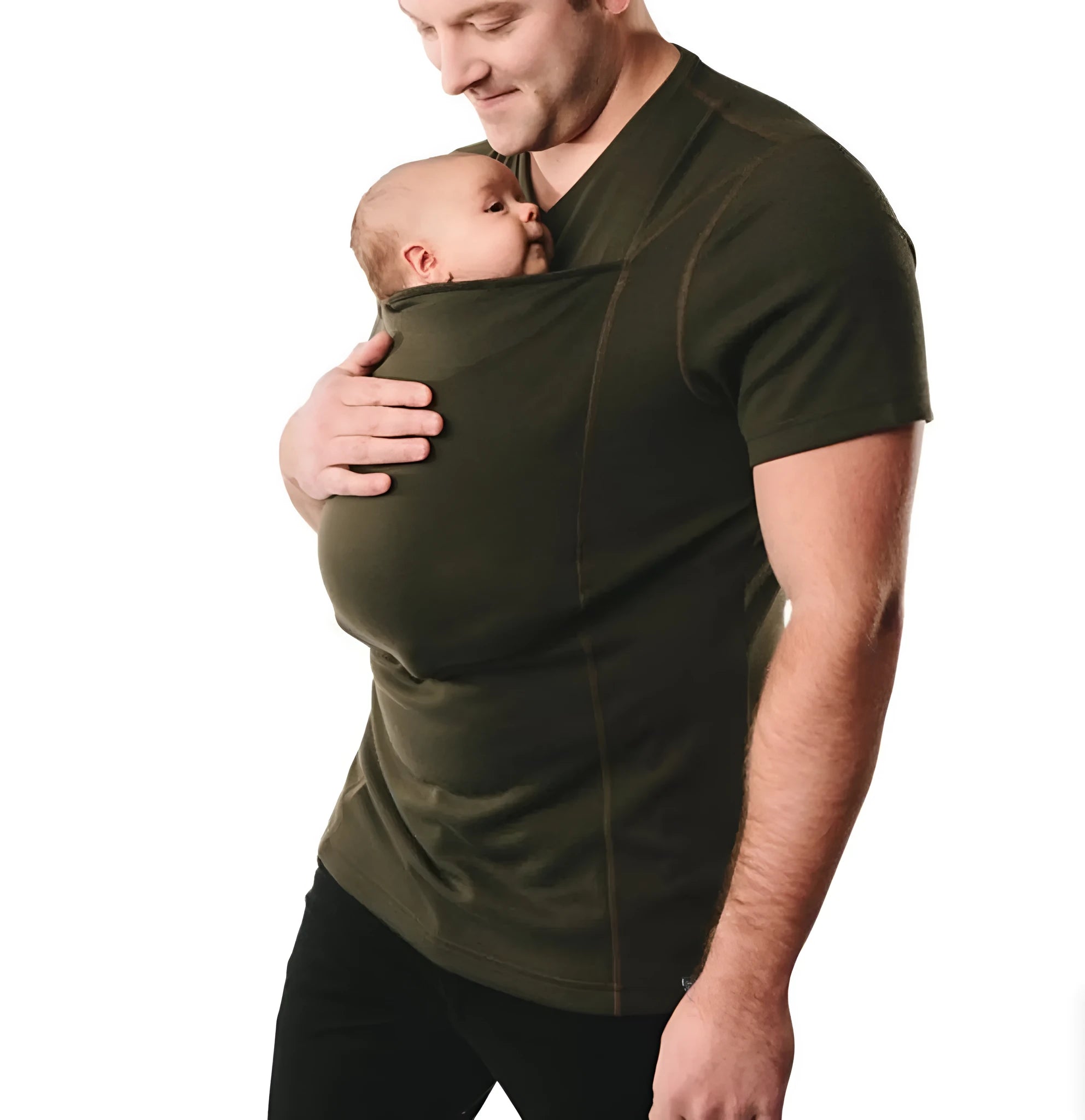 Women's loose fit round neck short sleeve cotton top in solid green colour