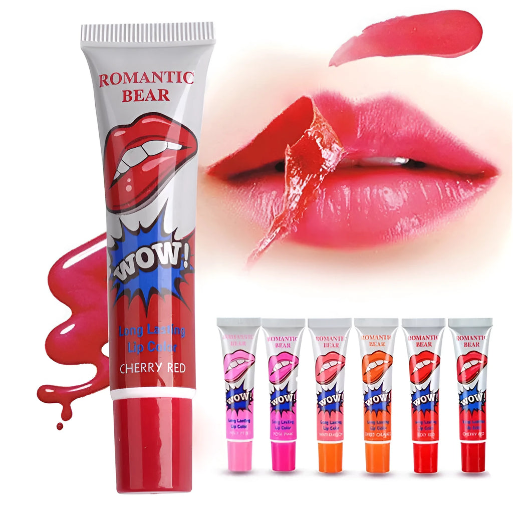 6 colour tear off liquid lipstick waterproof long lasting lip gloss mask moisture mineral peel off